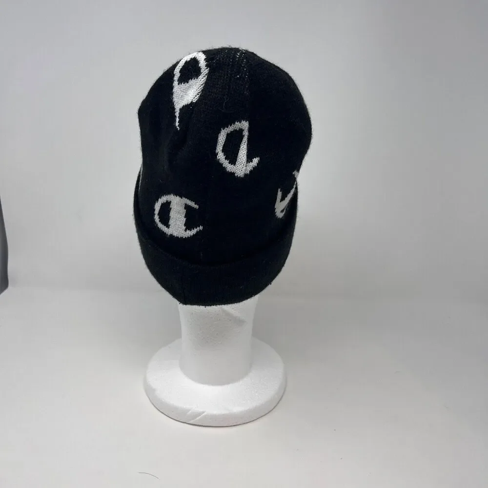 Champion Black with White 'C's Fleece Beanie